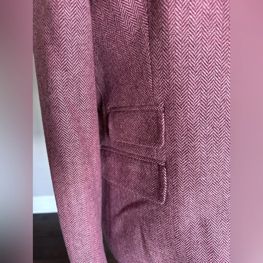 JCrew Factory Herringbone Wool Blazer w/Faux Suede Elbow Patch/Leather Buttons - Picture 5 of 11